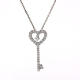 0.39 Cts. 18K White Gold Diamond Key Pendant